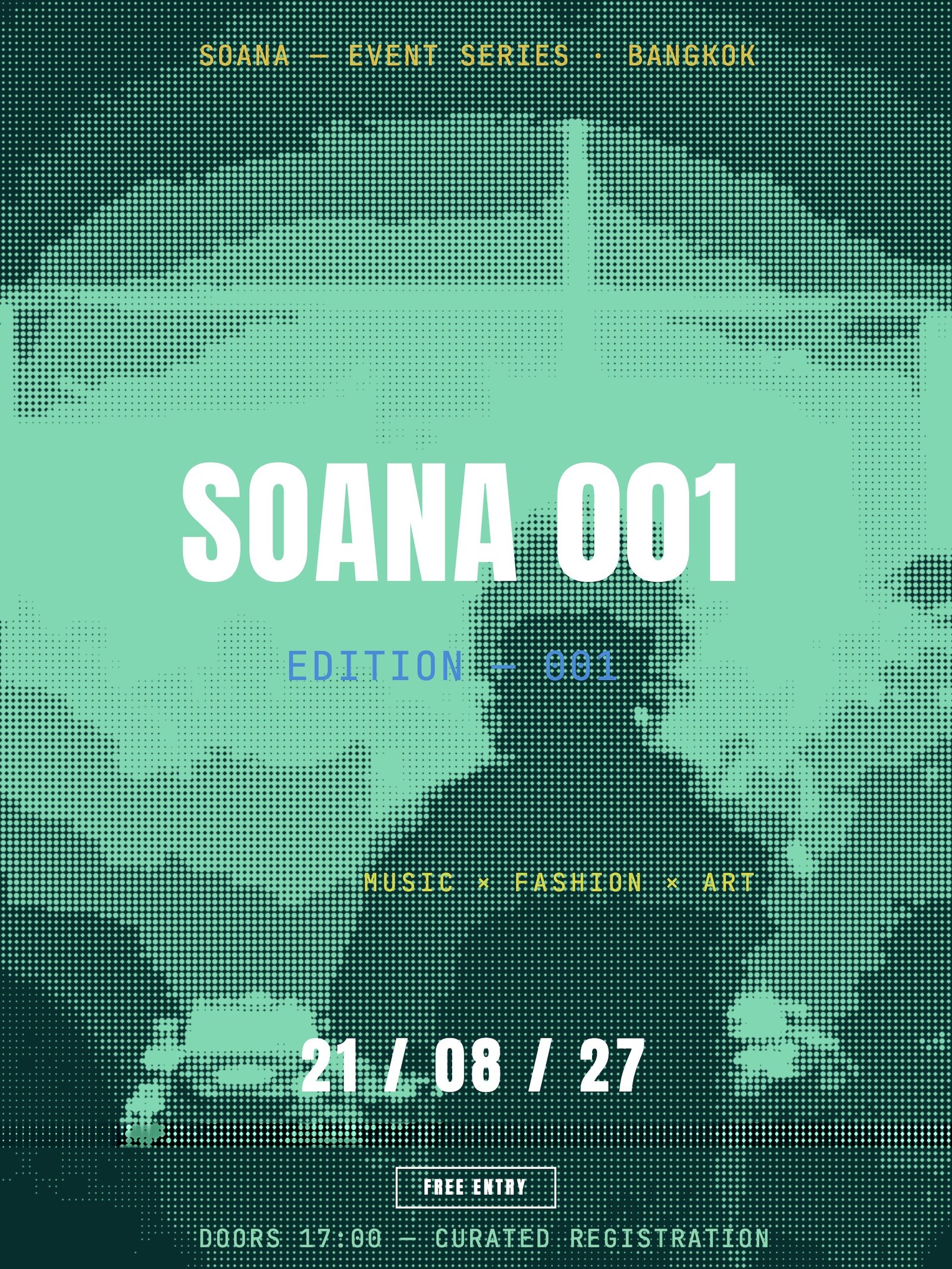 SOANA 001 concept poster - light beams over a dark stage
